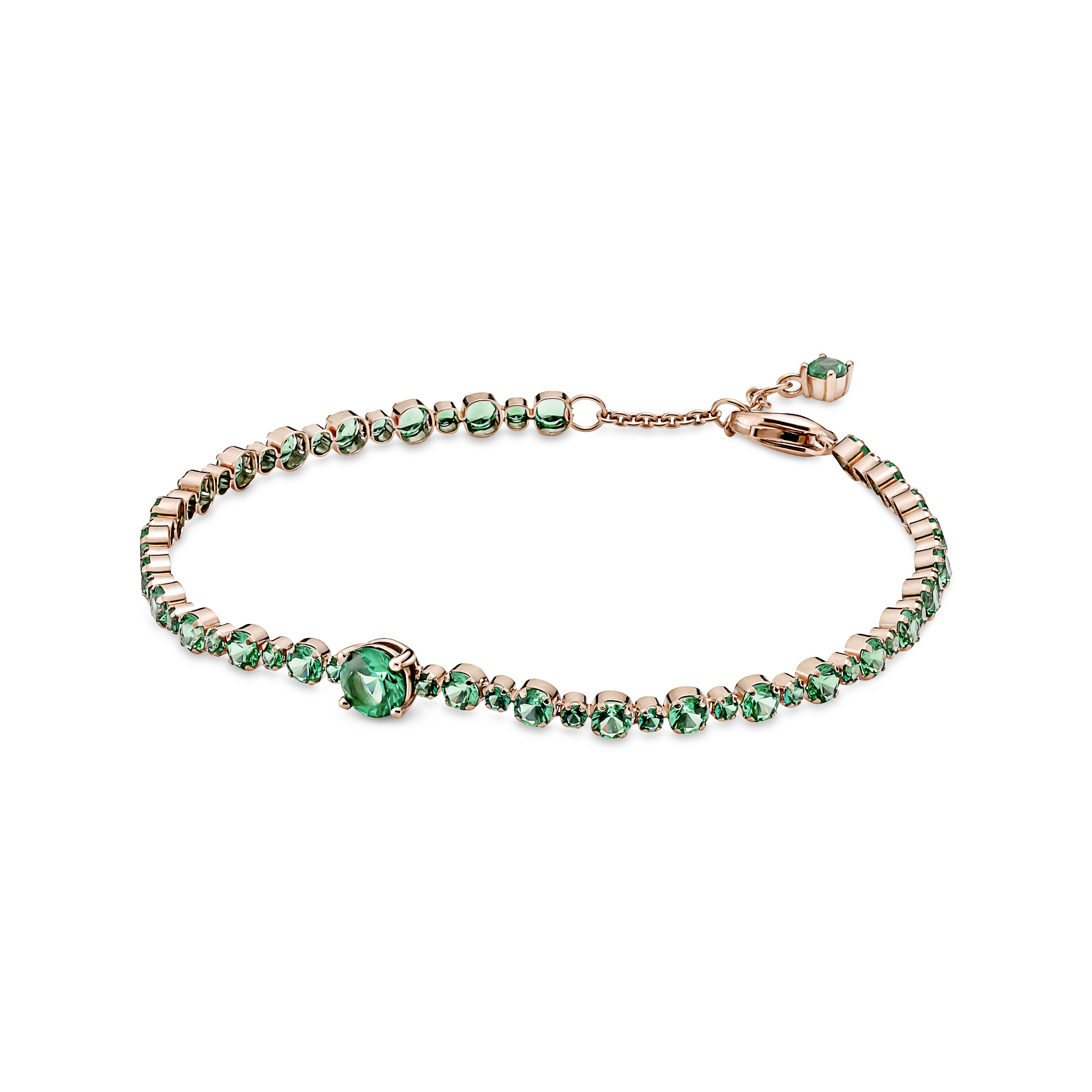 14k Rose gold-plated tennis bracelet with royal gr