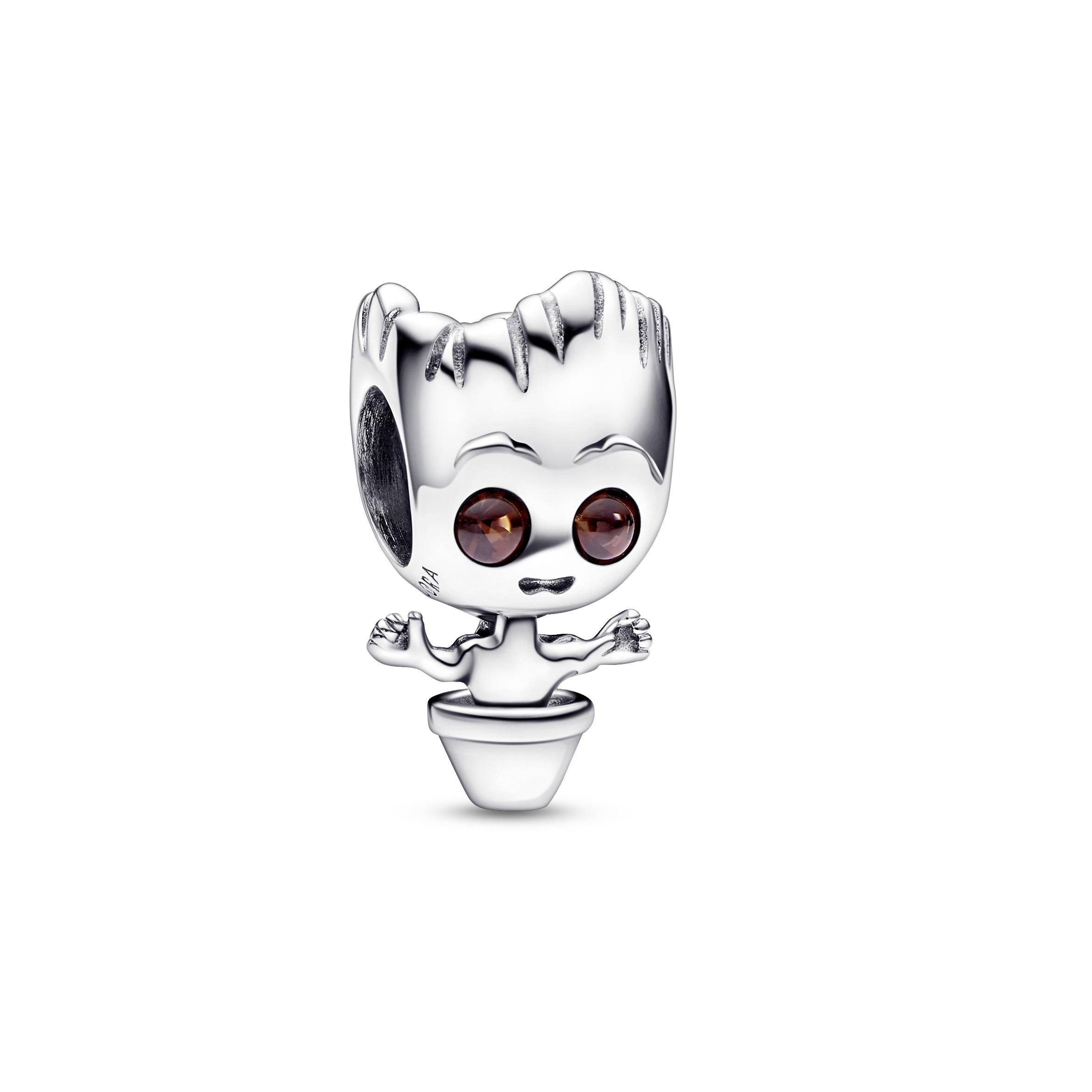 Marvel Groot sterling silver charm with brown crystal