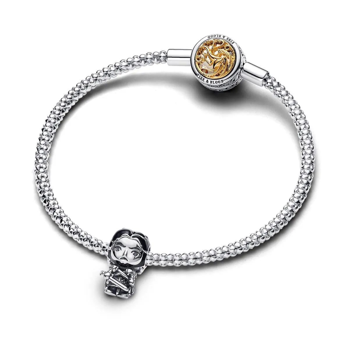 Game of Thrones Jon Snow sterling silver charm with black and transparent grey enamel/ 793137C01