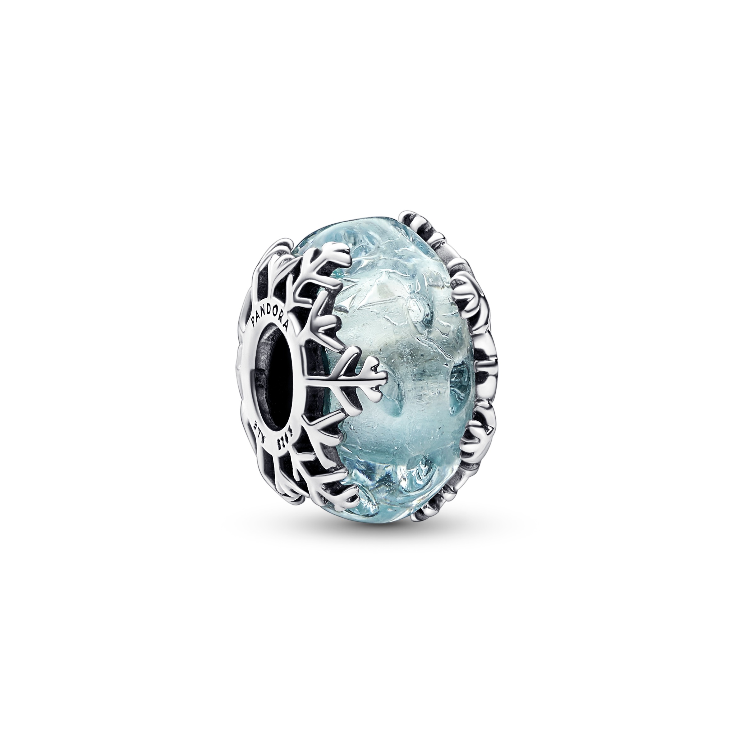 Snowflake sterling silver charm with blue frozen M