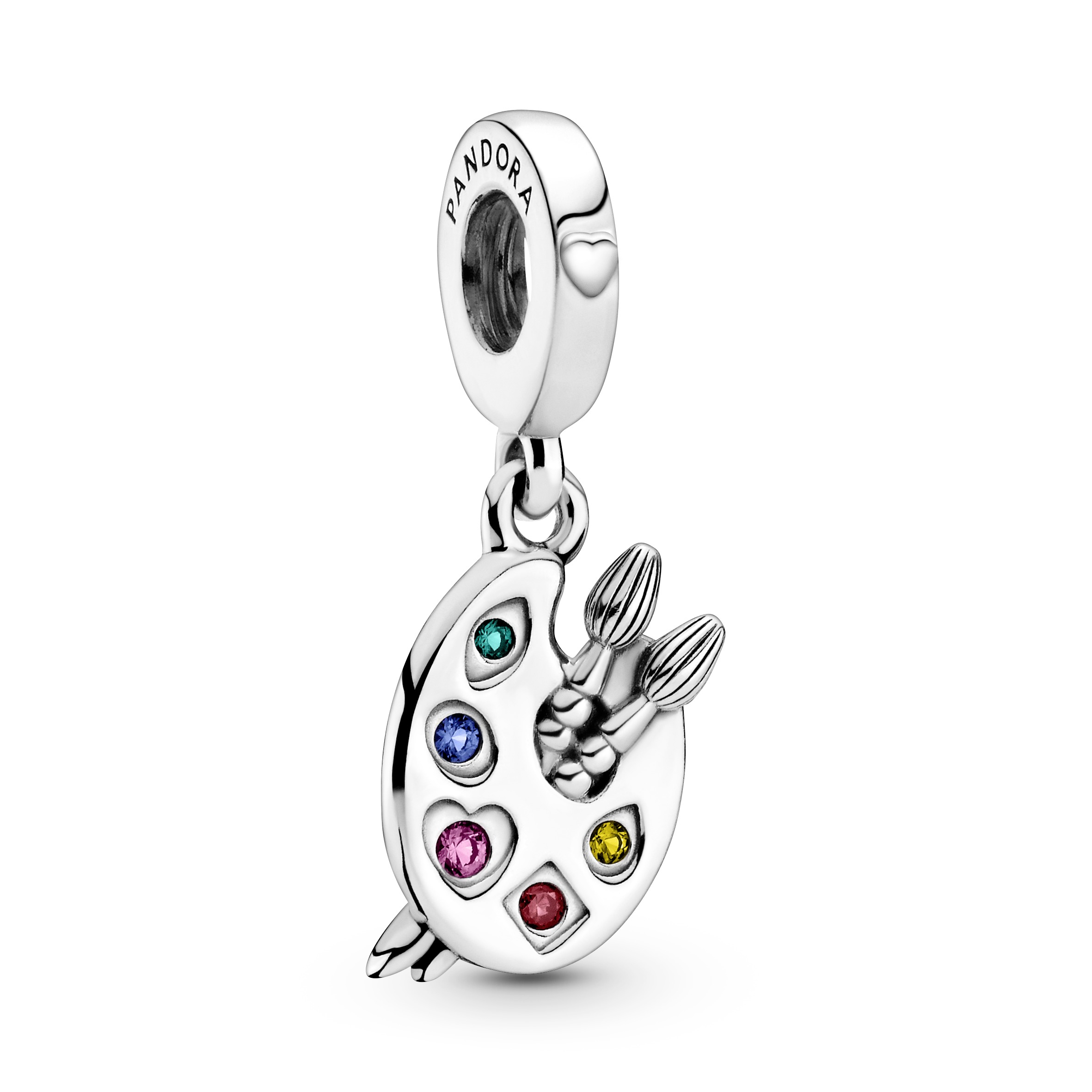 Artists palette sterling silver dangle with red cu