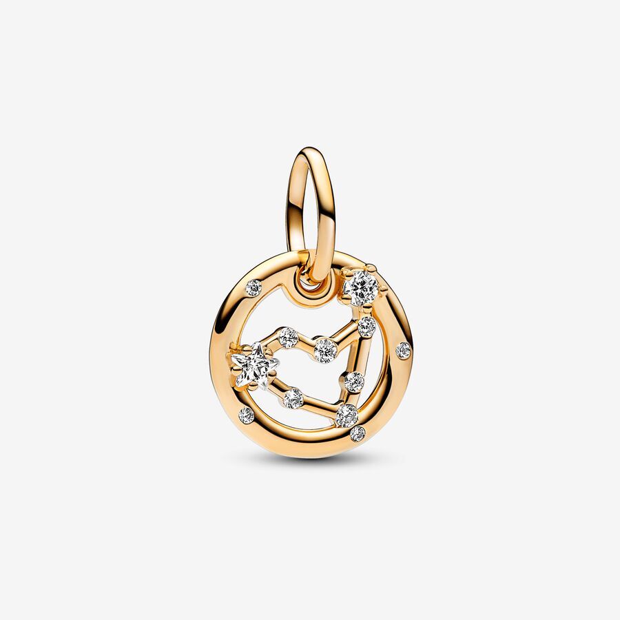 Capricorn zodiac 14k gold-plated dangle with clear cubic zirconia