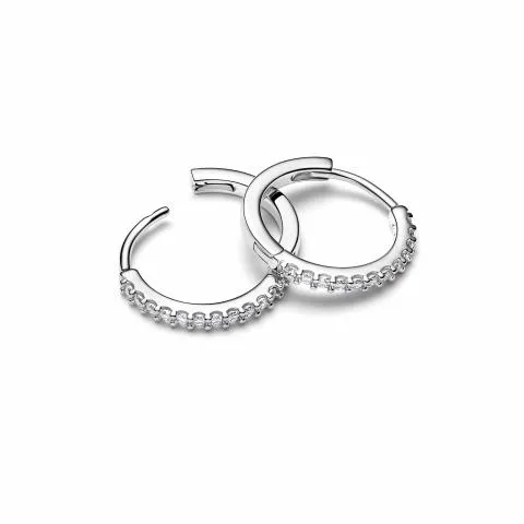 Sterling silver hoop earrings with clear cubic zirconia, 16 mm/ 294649C01