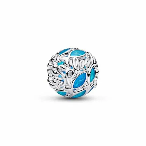 Openwork fish sterling silver charm with transparent blue enamel/ 794699C01