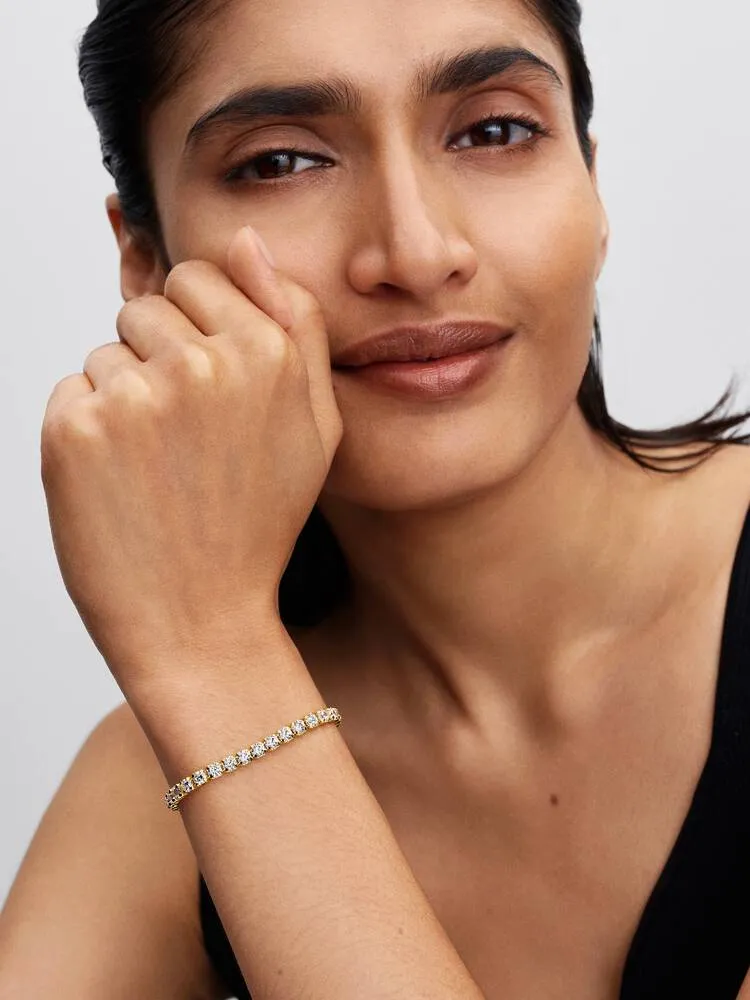 14k gold-plated tennis bracelet with clear cubic z