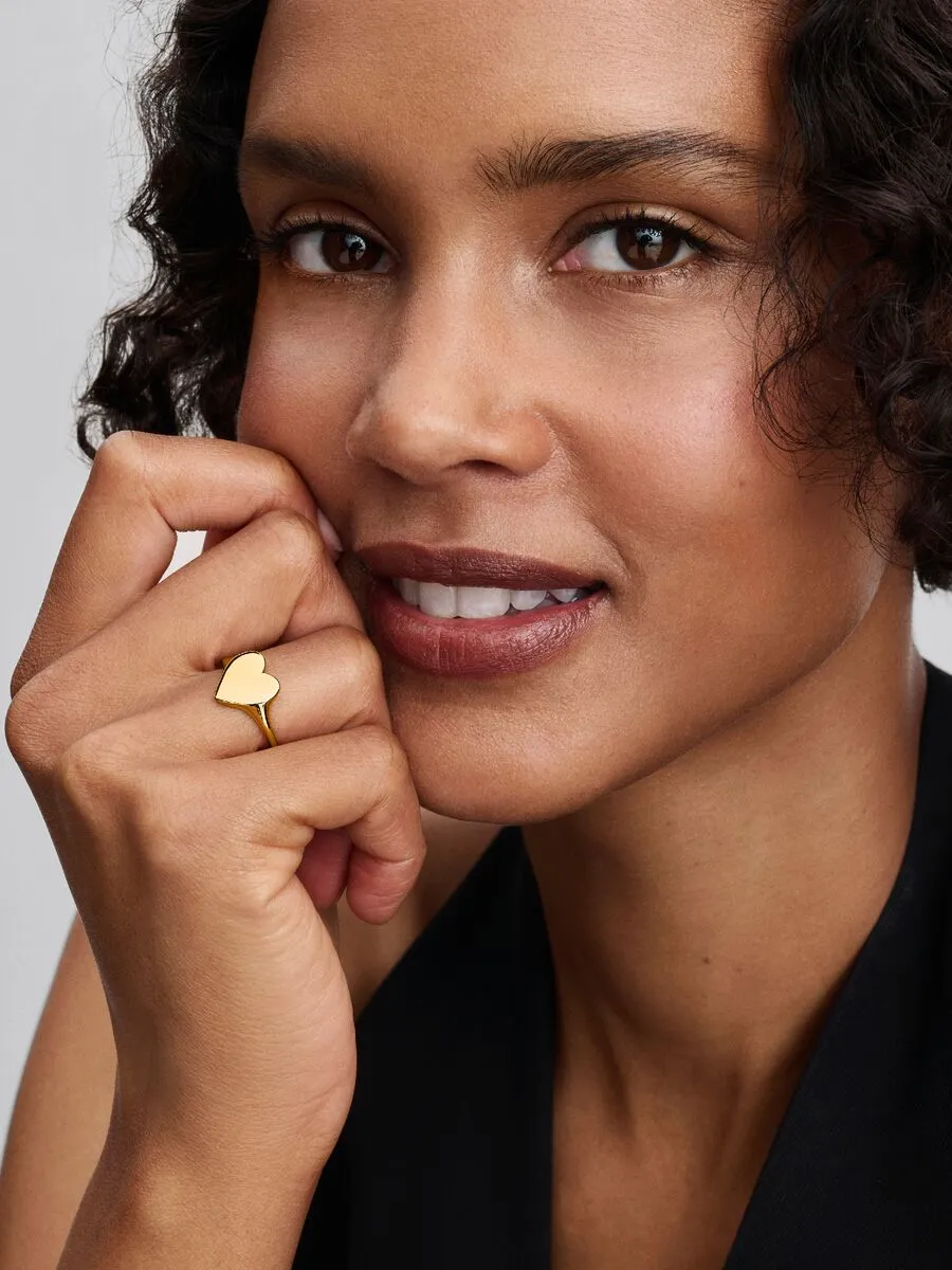 Engravable heart 14k gold-plated ring / 163988C00-52