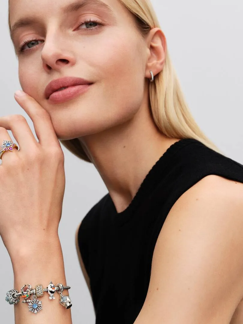 Disney Frozen snowflake sterling silver dangle with water blue crystal and clear cubic zirconia/794209C01