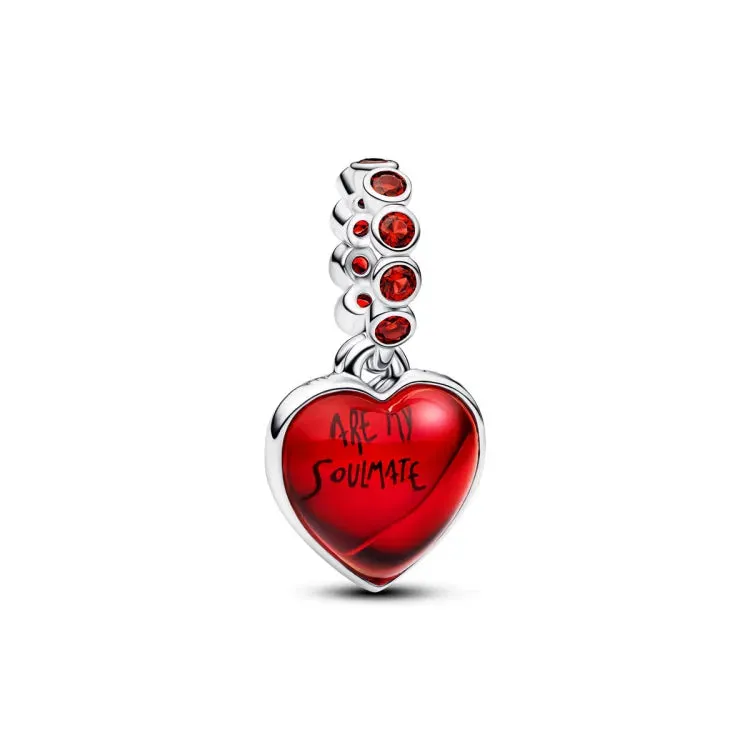 Heart sterling silver double dangle with salsa red