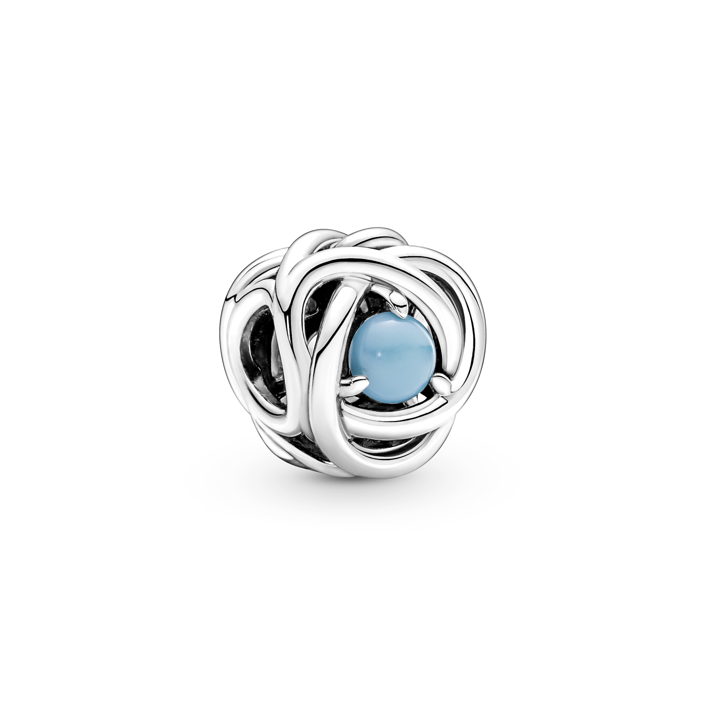 Sterling silver charm with capri blue crystal