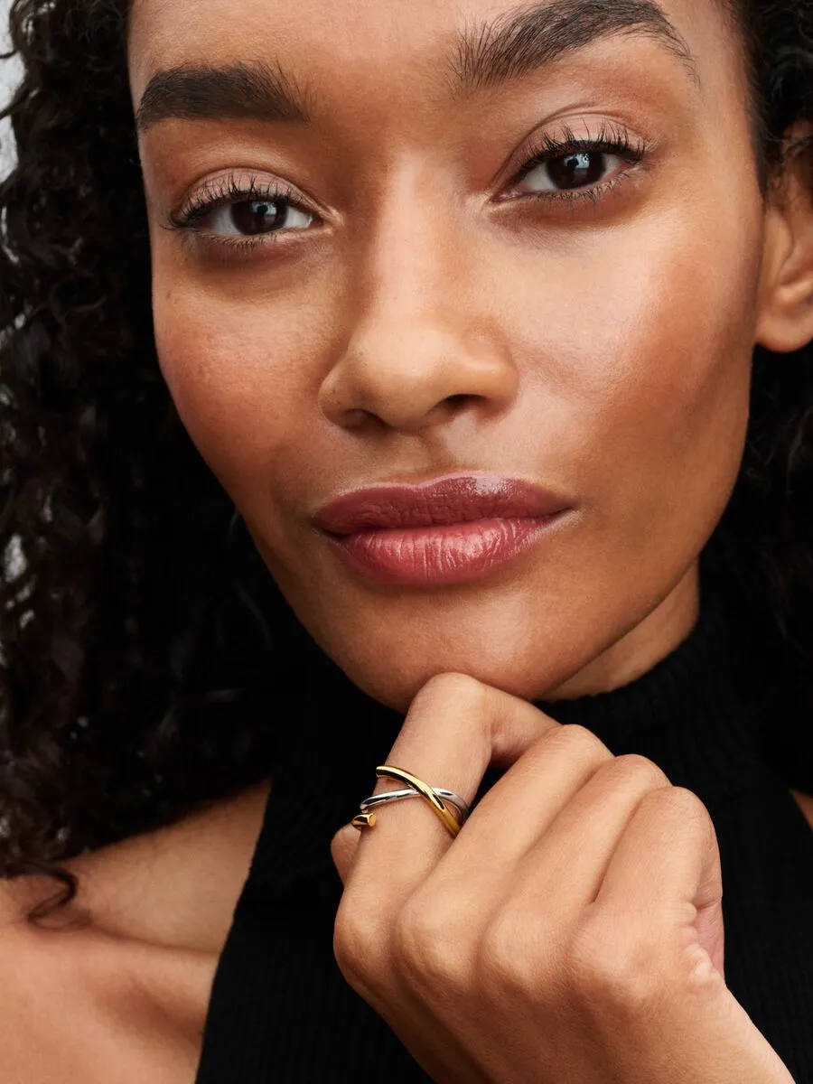 Organically shaped sterling silver and 14k gold-pl