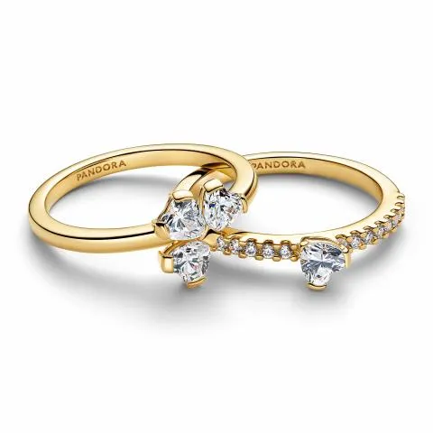Clover 14k gold-plated splittable ring with clear cubic zirconia/ 164507C01-56