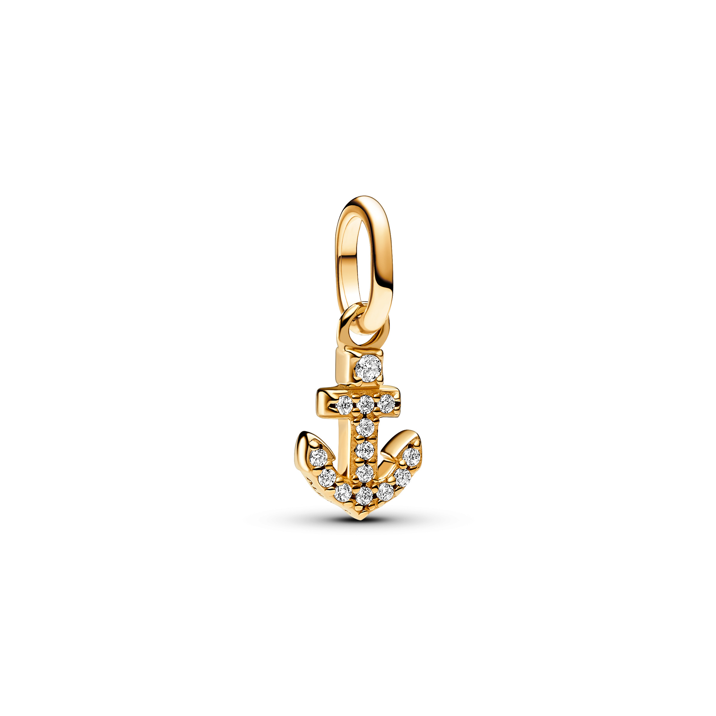 Anchor 14k gold-plated mini dangle with clear cubic zirconia