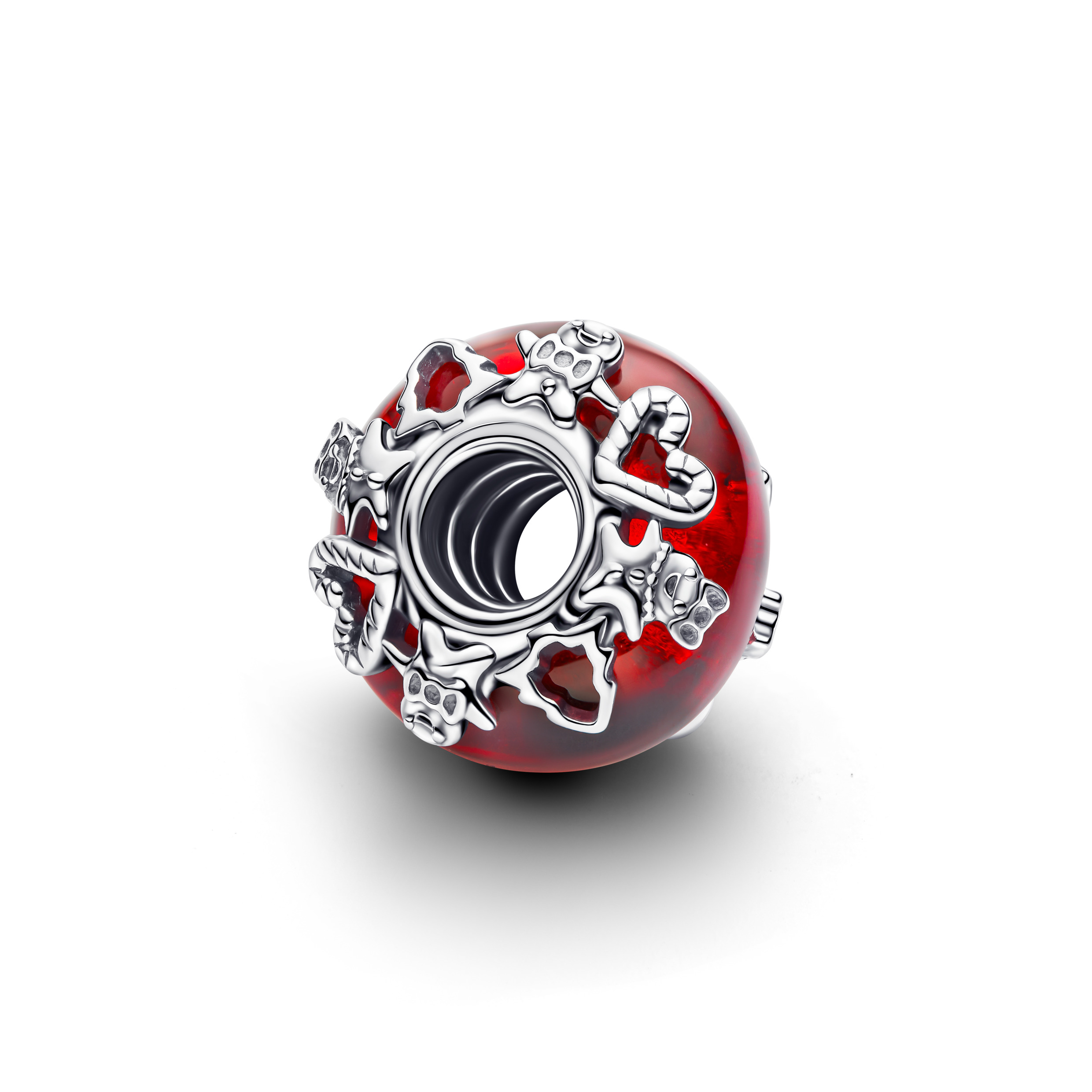 Christmas motives sterling silver charm with red Murano glass and golden foil/ 793597C00