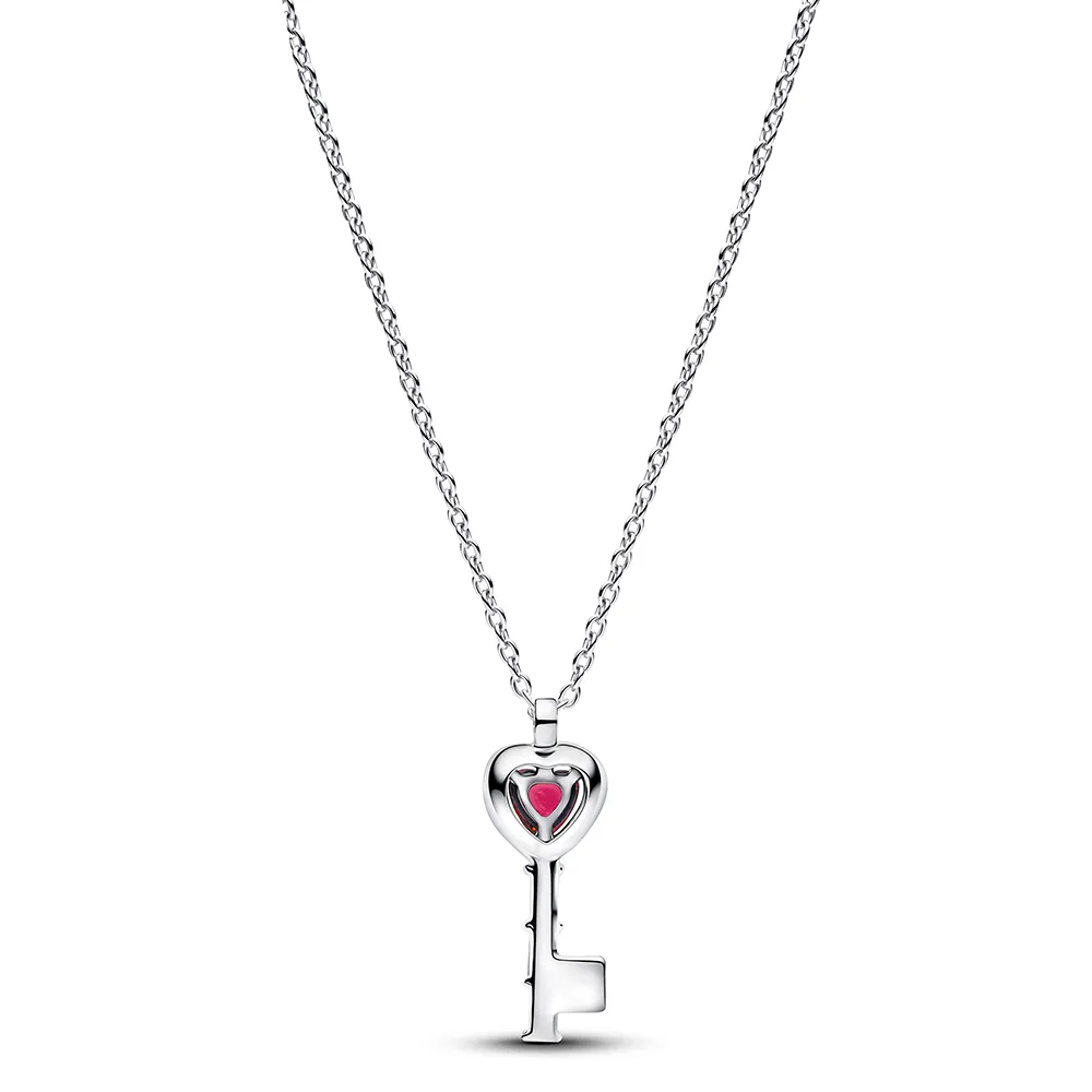 Heart key sterling silver collier with cherries jubilee red crystal and clear cubic zirconia/ 394392C01-45