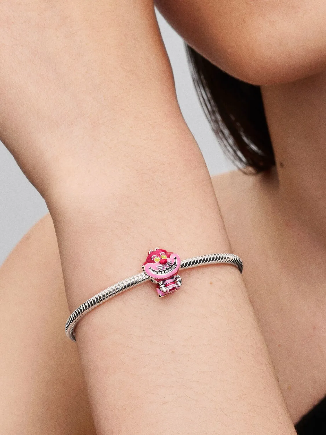 Disney Cheshire Cat sterling silver charm with gli