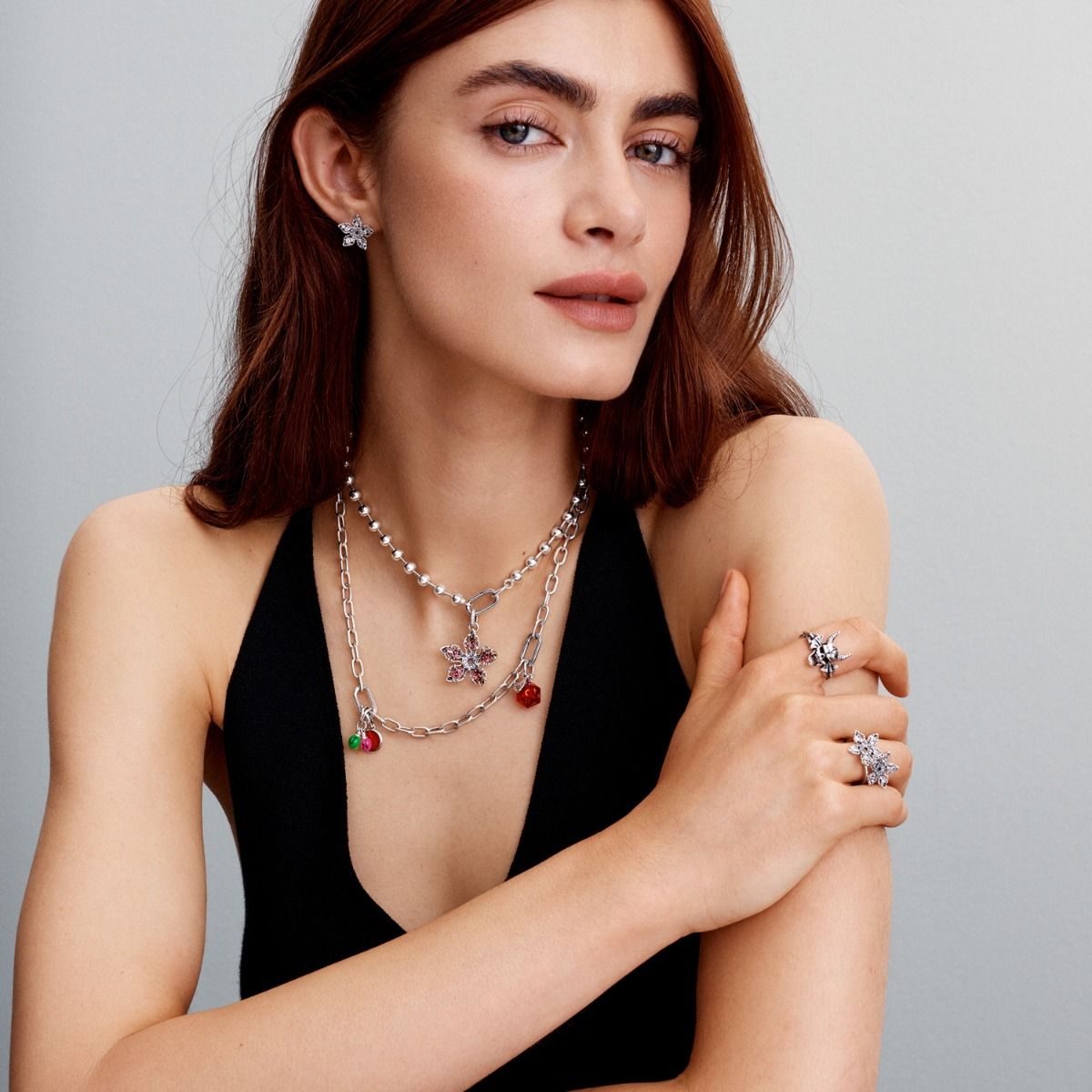 Stranger Things Demogorgon sterling silver ring with clear cubic zirconia/ 193578C01-56