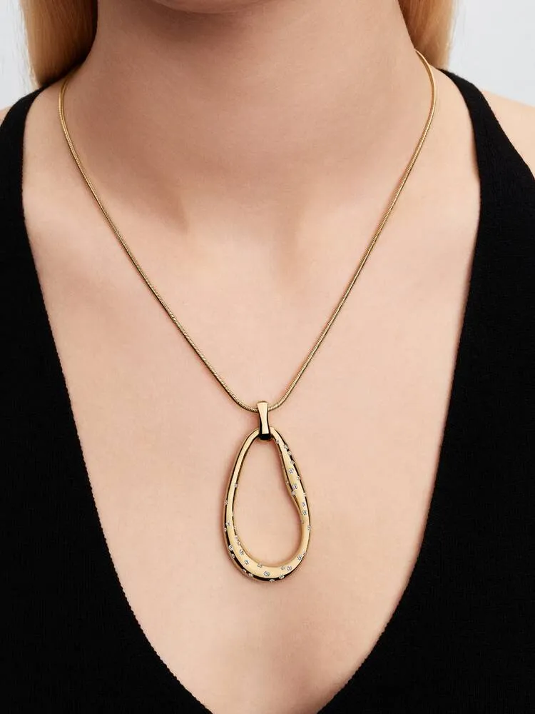 14k gold-plated pendant necklace with clear cubic 