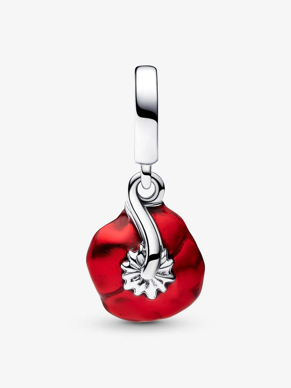 Flower sterling silver dangle with black crystal and red enamel/ 793917C01