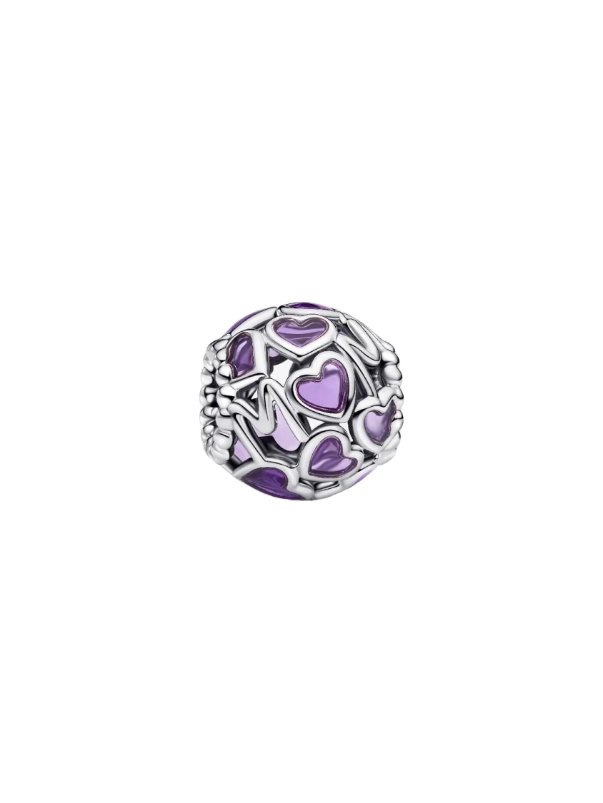 Mum hearts sterling silver charm with transparent 