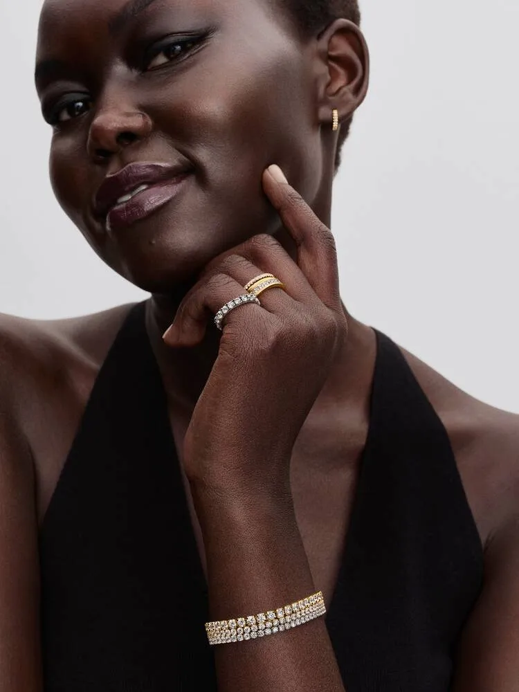 14k gold-plated tennis bracelet with clear cubic zirconia/563539C01-18