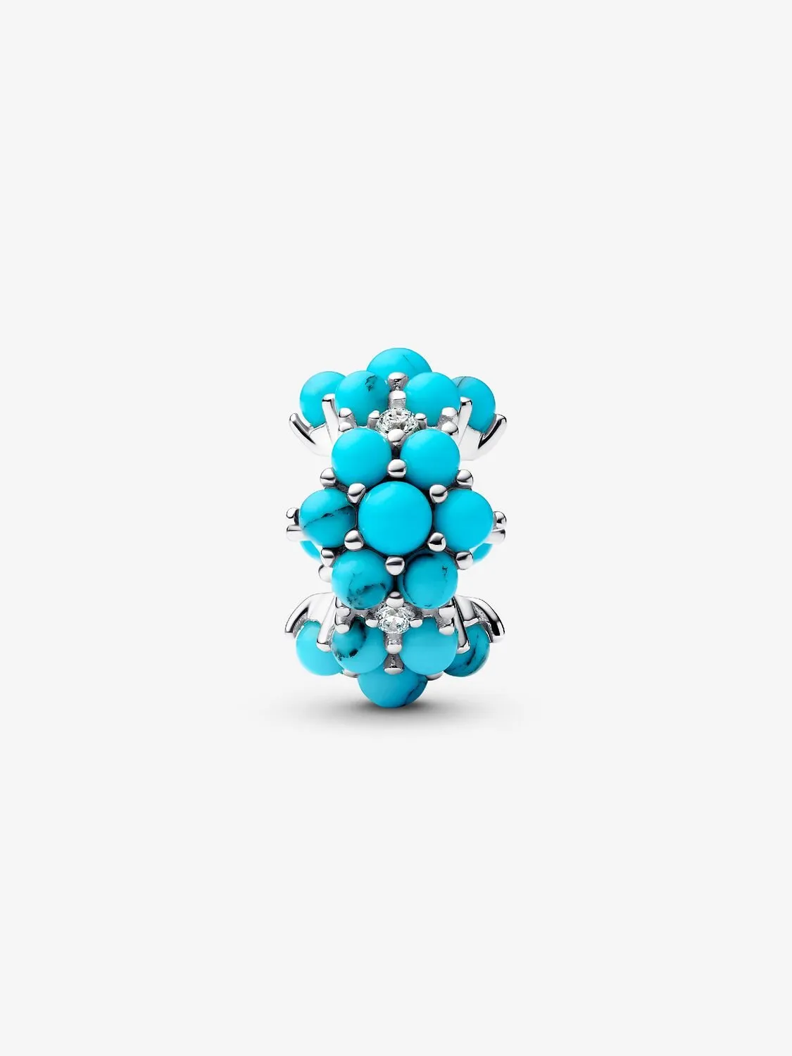 Sterling silver charm with clear cubic zirconia and imitation turquoise/ 793897C02