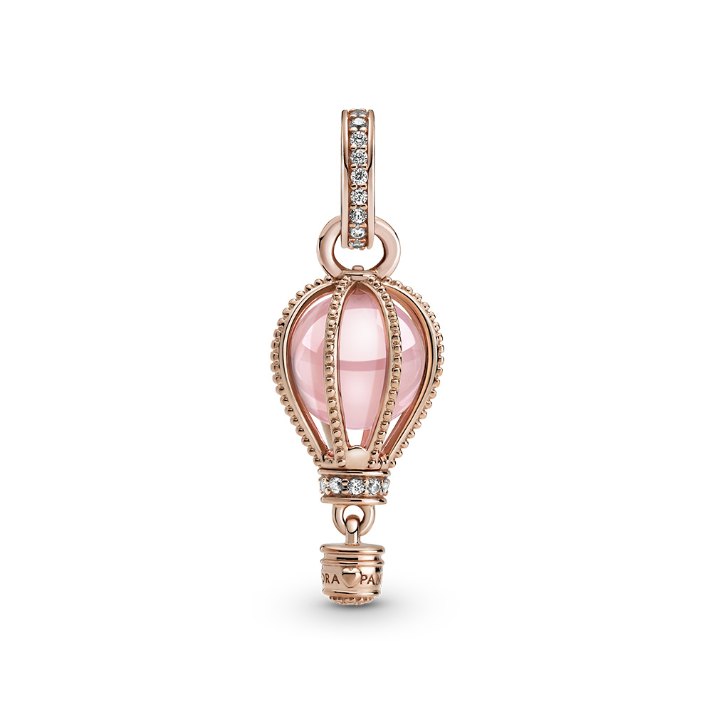 Hot air ballon 14k rose gold-plated dangle with fairy tale pink crystal and clear cubic zirconia/ 789434C01