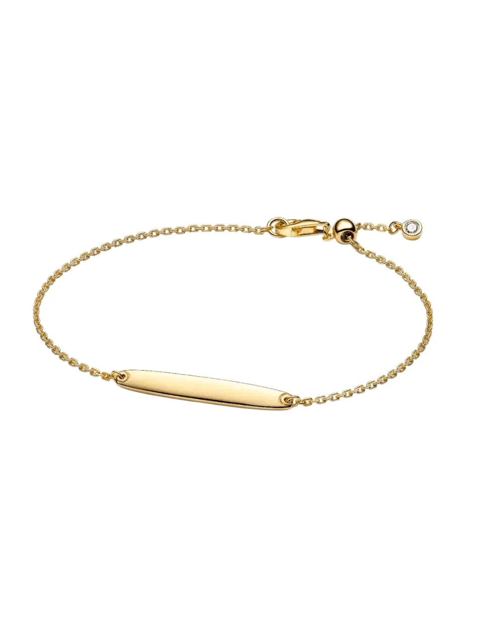 Engravable 14k gold-plated bar bracelet with clear