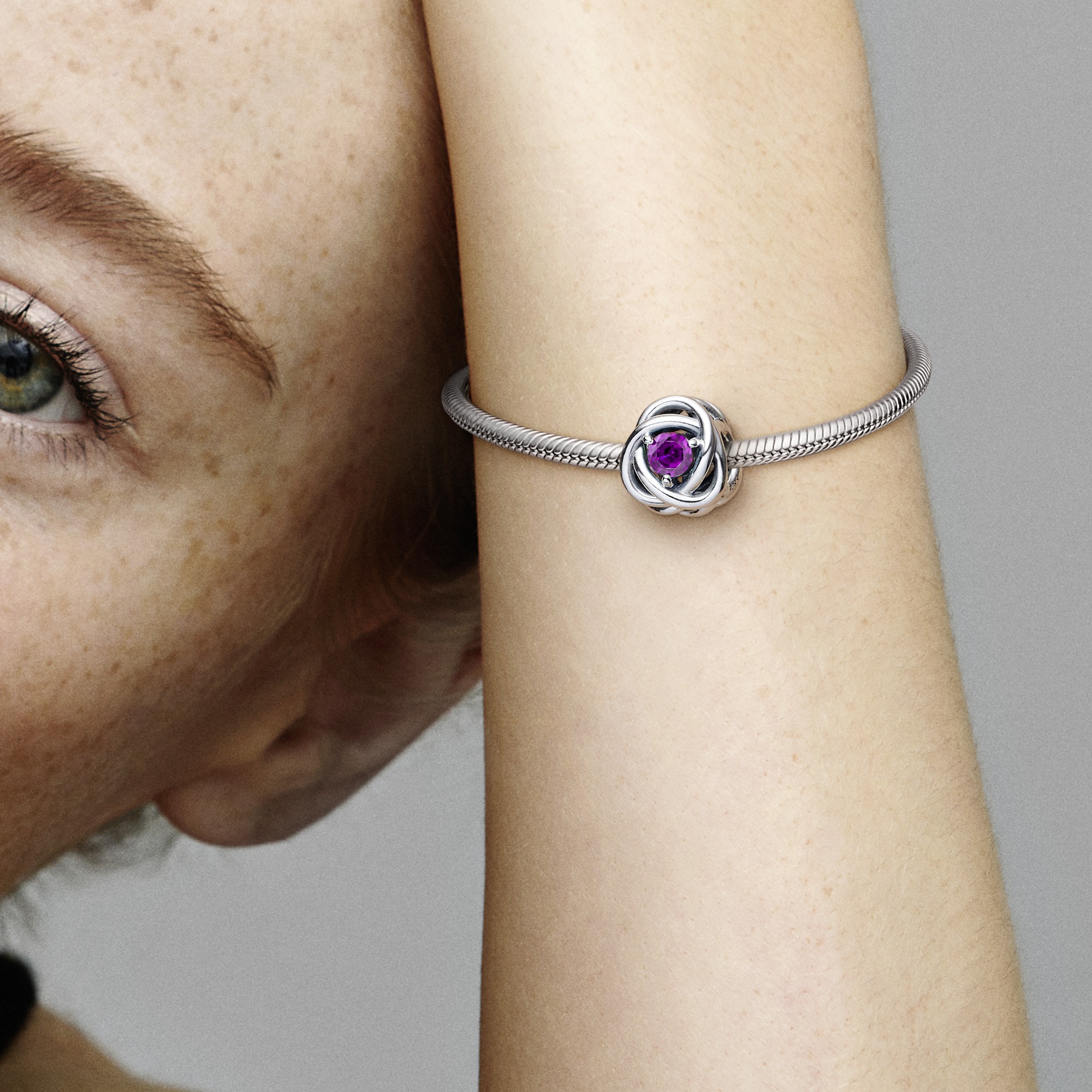 Sterling silver charm with sweet grape purple crys