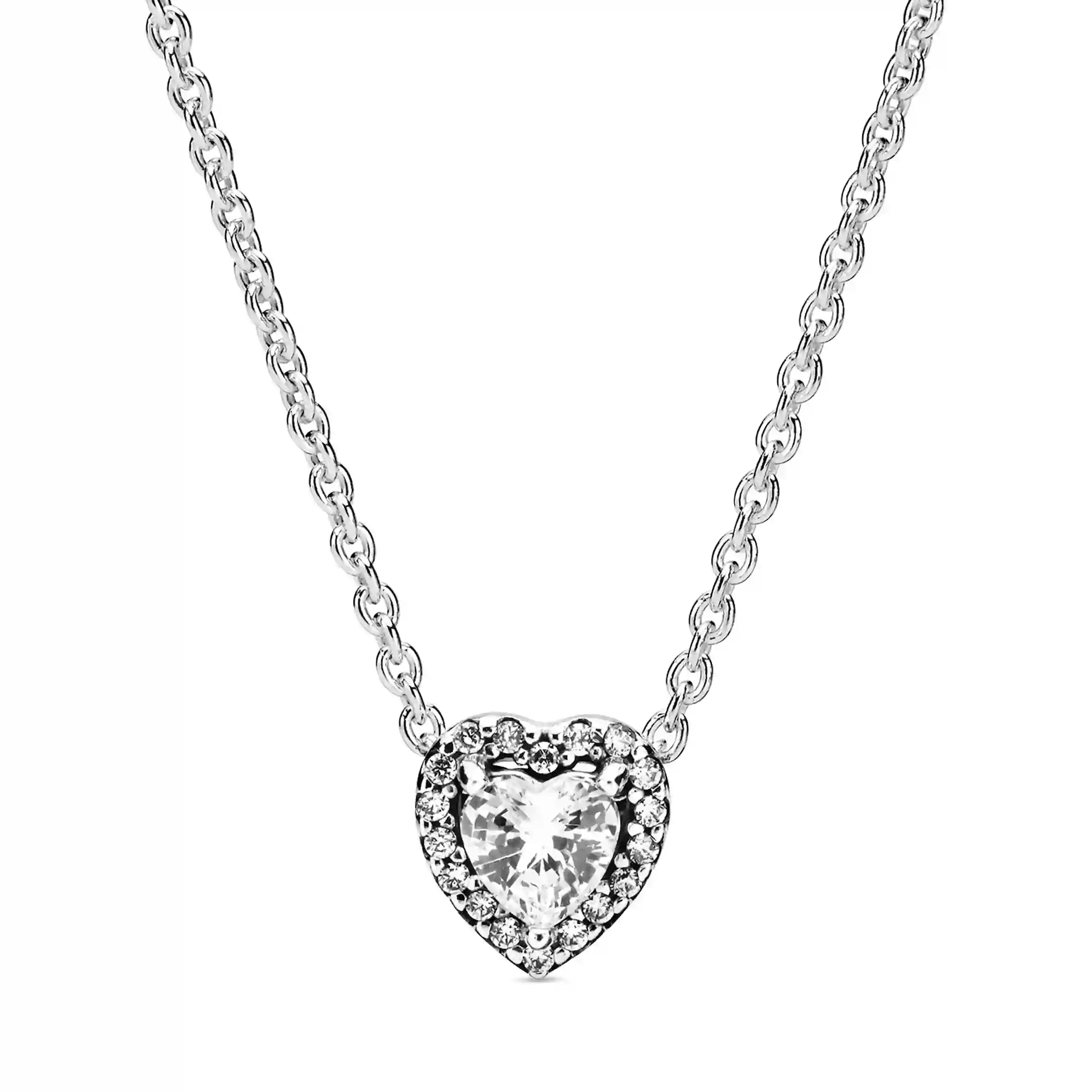 Heart sterling silver collier with clear cubic zir