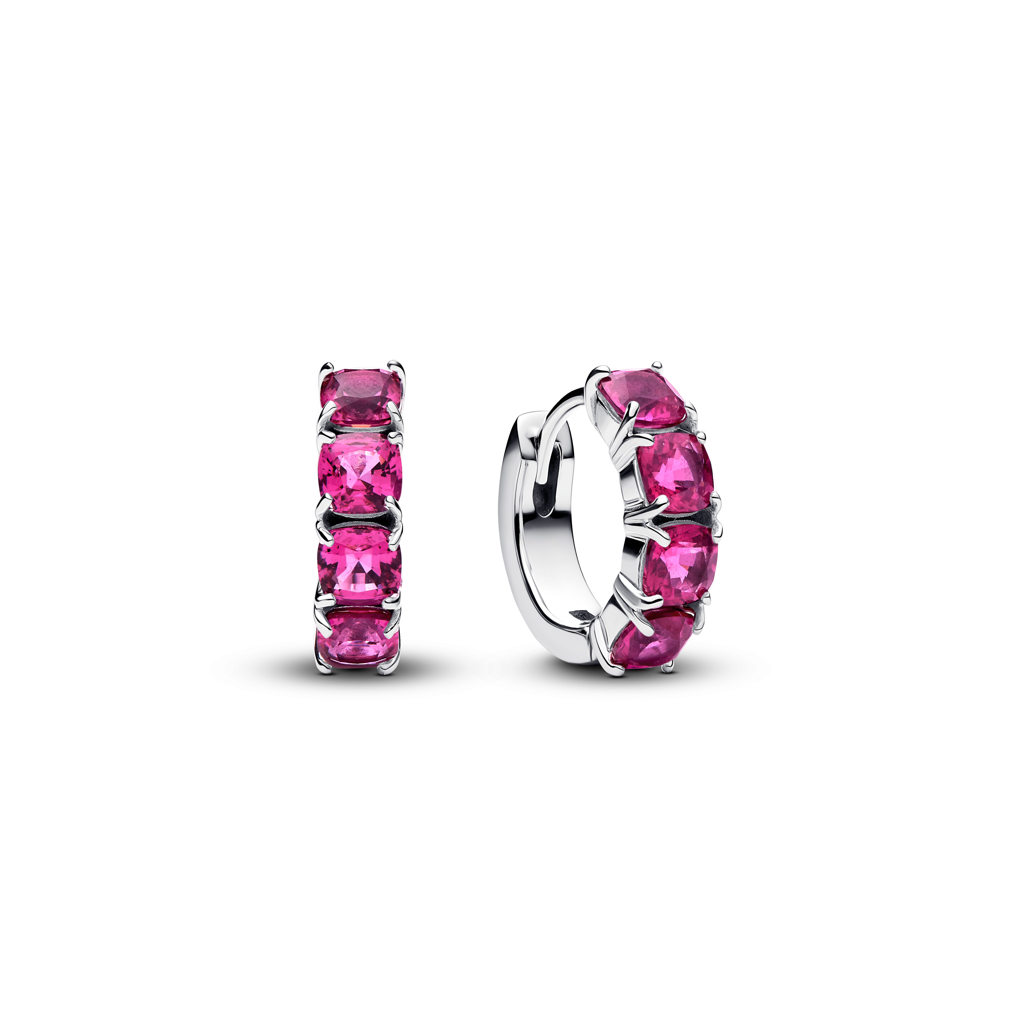 Sterling silver hoop earrings with phlox pink crys