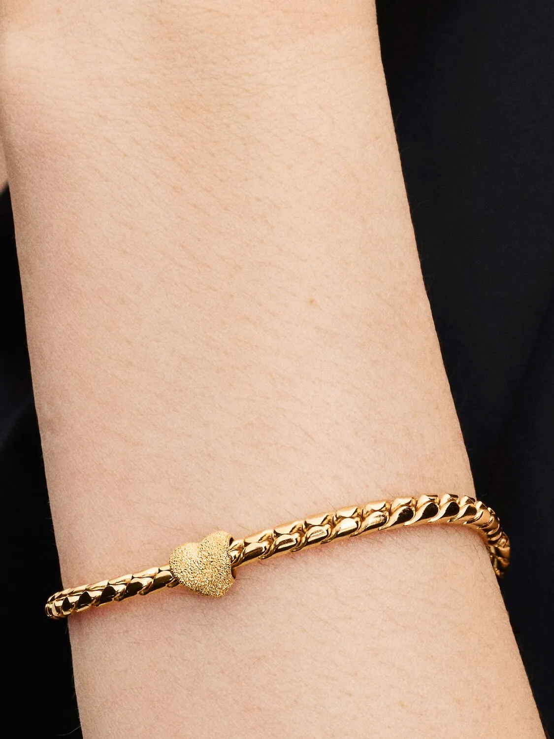 Textured heart 14k gold-plated mini charm