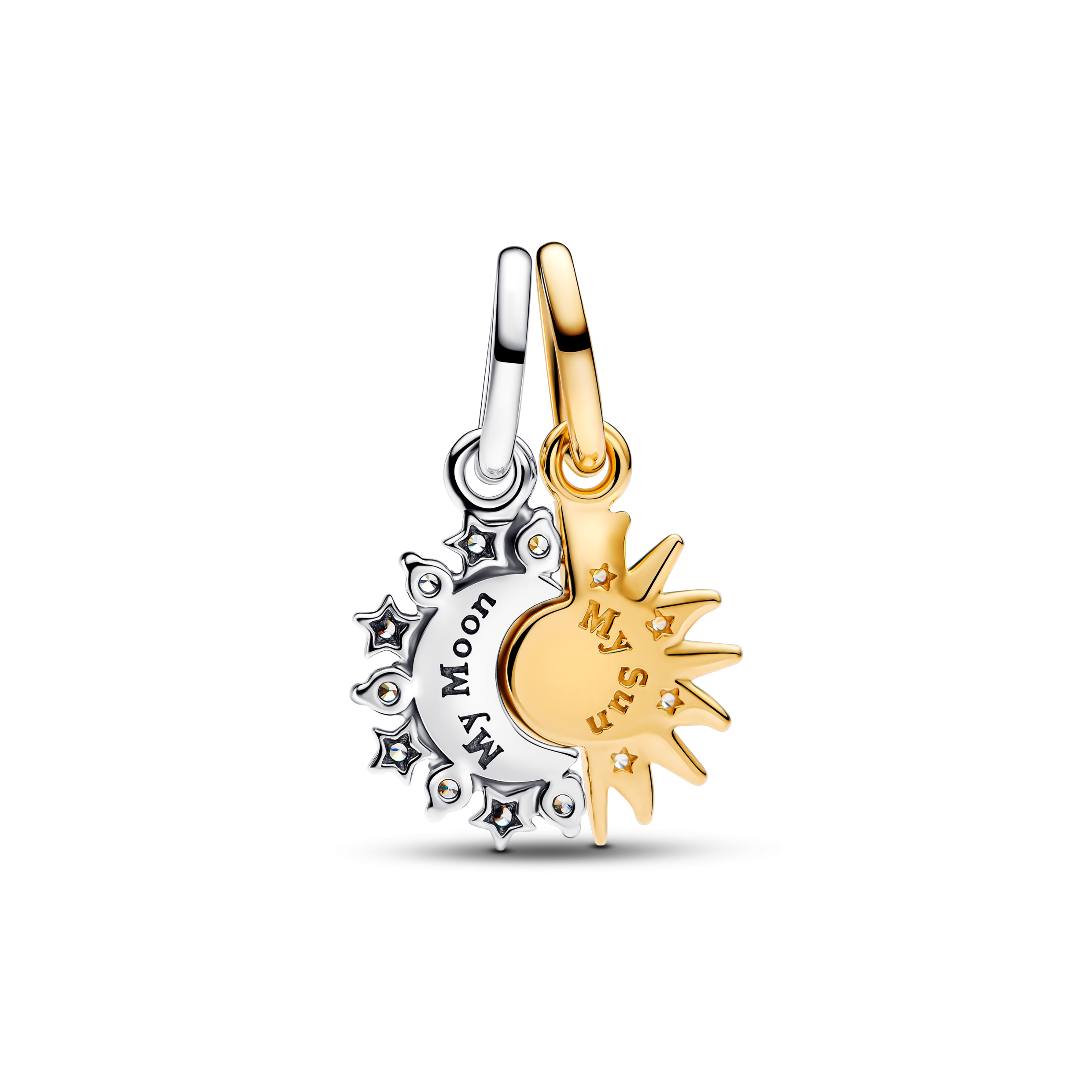 Sun and moon sterling silver and 14k gold-plated splittable dangle with clear cubic zirconia/ 763585C01