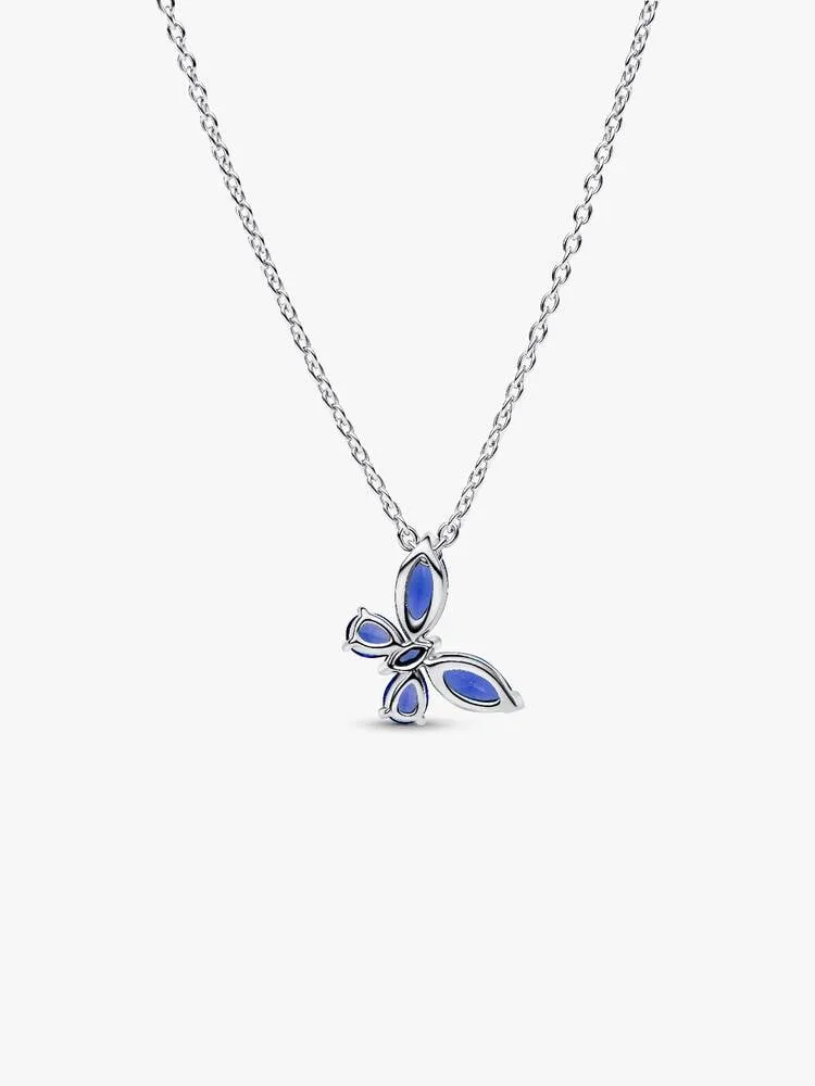 Butterfly sterling silver collier with cornflower blue crystal and clear cubic zirconia/394232C01-45