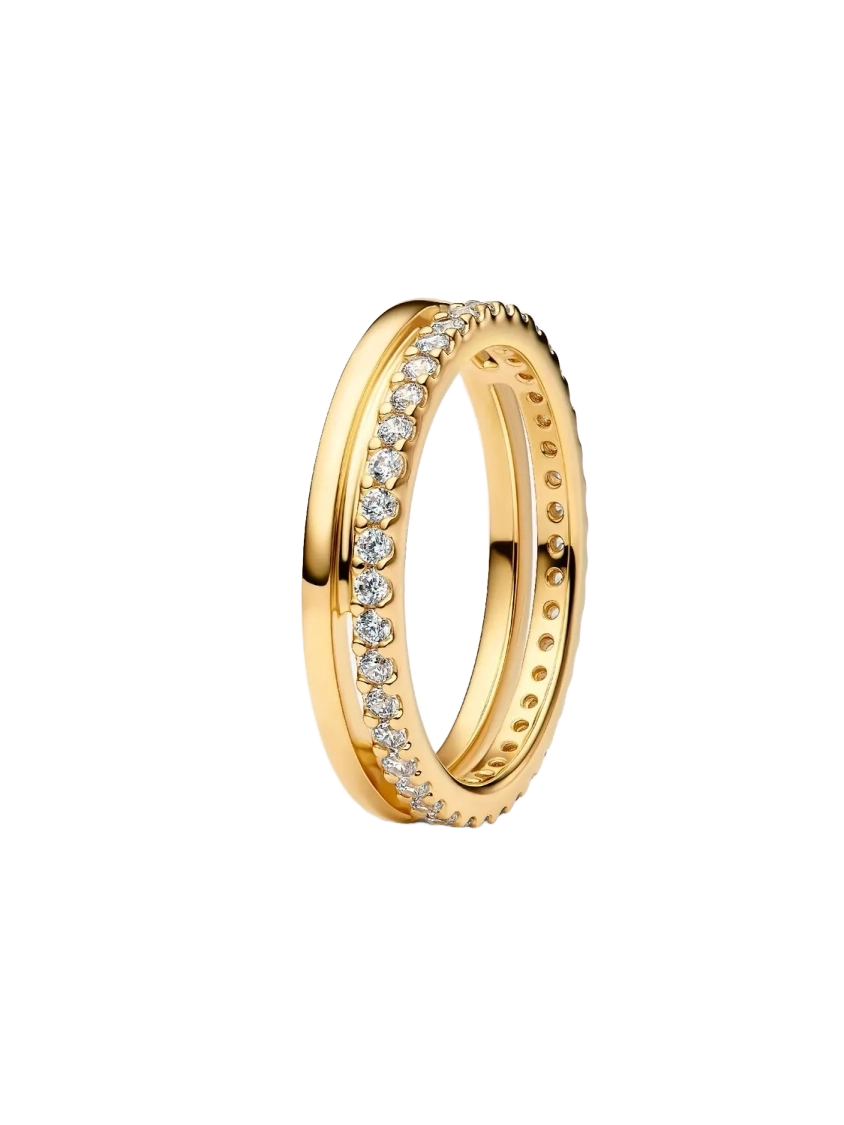 14k Gold-plated ring with clear cubic zirconia