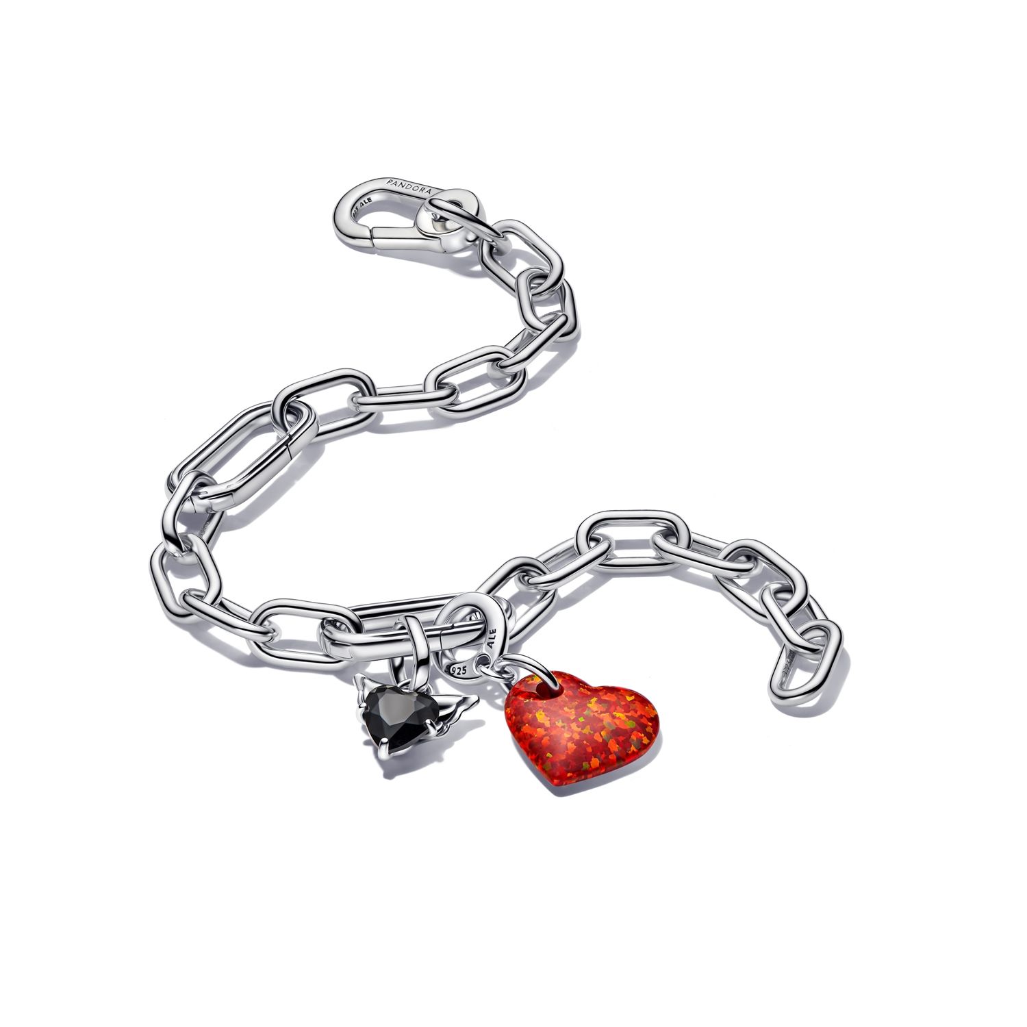 Winged heart sterling silver mini dangle with black crystal/ 793626C01