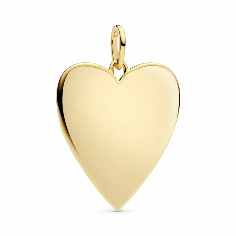 Engravable oversized heart 14k gold-plated pendant