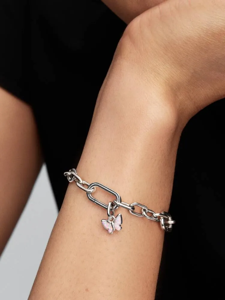 Butterfly sterling silver mini dangle with pink la