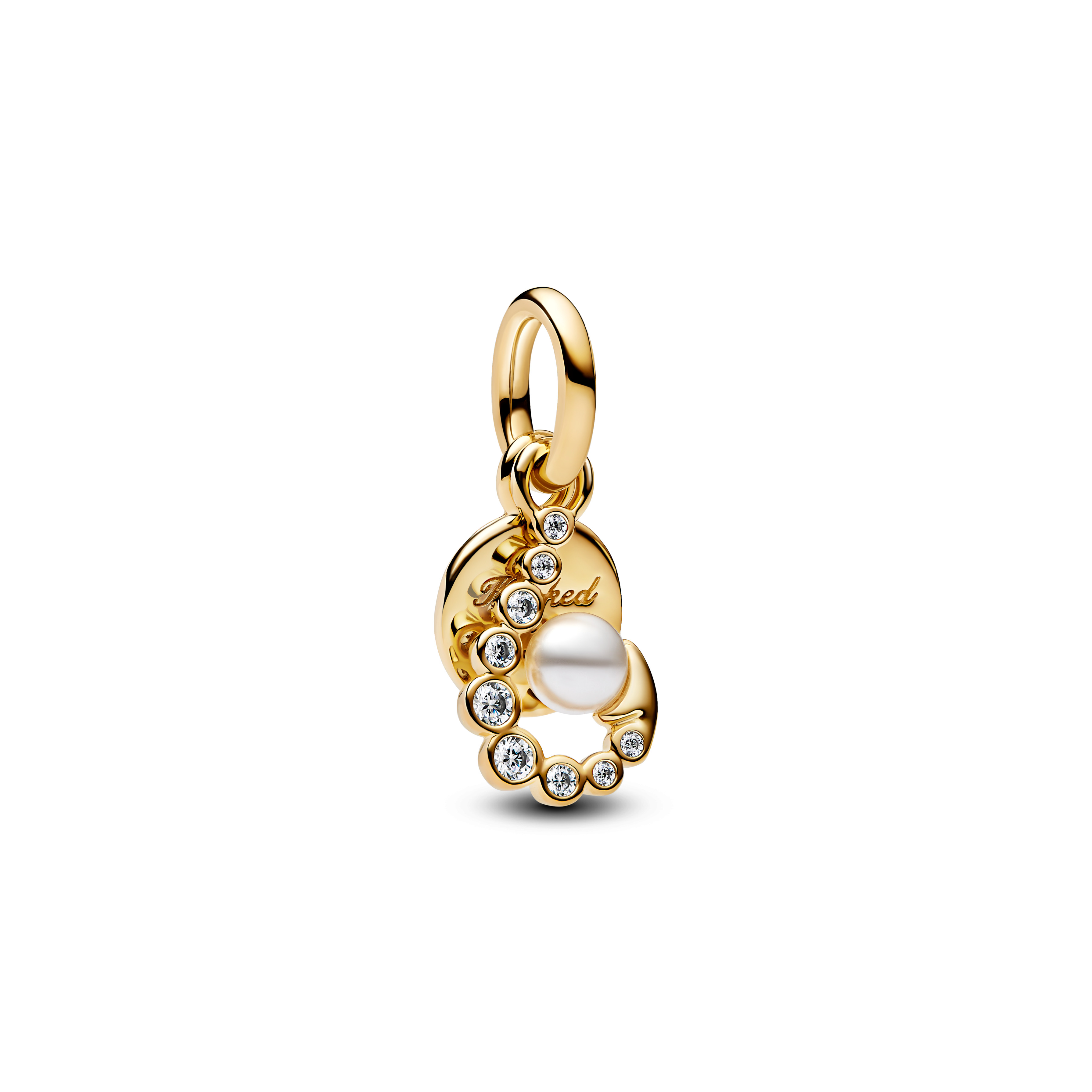 Hook 14k gold-plated double dangle with white lacq