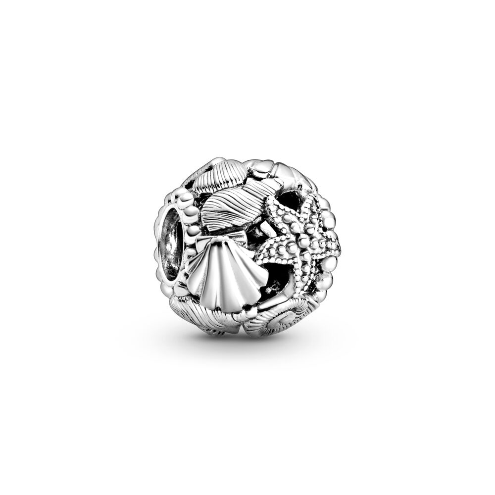 Shell and starfish sterling silver charm