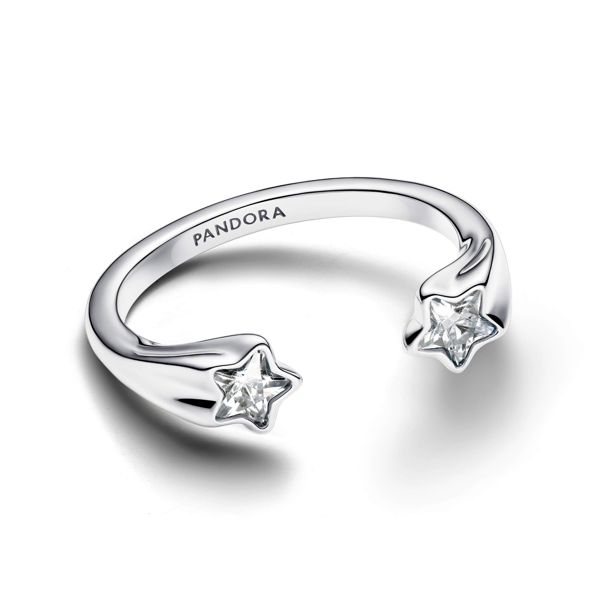 Shooting star sterling silver open ring with clear cubic zirconia/ 193582C01-56