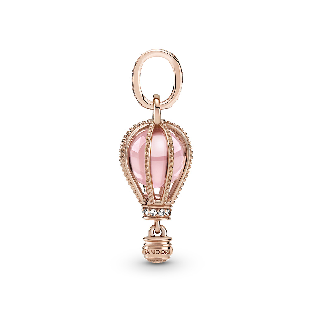 Hot air ballon 14k rose gold-plated dangle with fairy tale pink crystal and clear cubic zirconia/ 789434C01