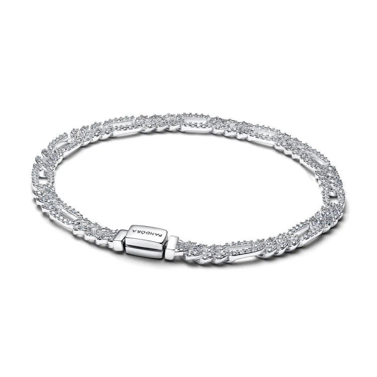 Oval cuban chain sterling silver bracelet with cle