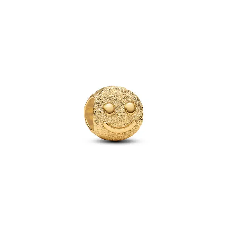 Textured happy face 14k gold-plated mini charm