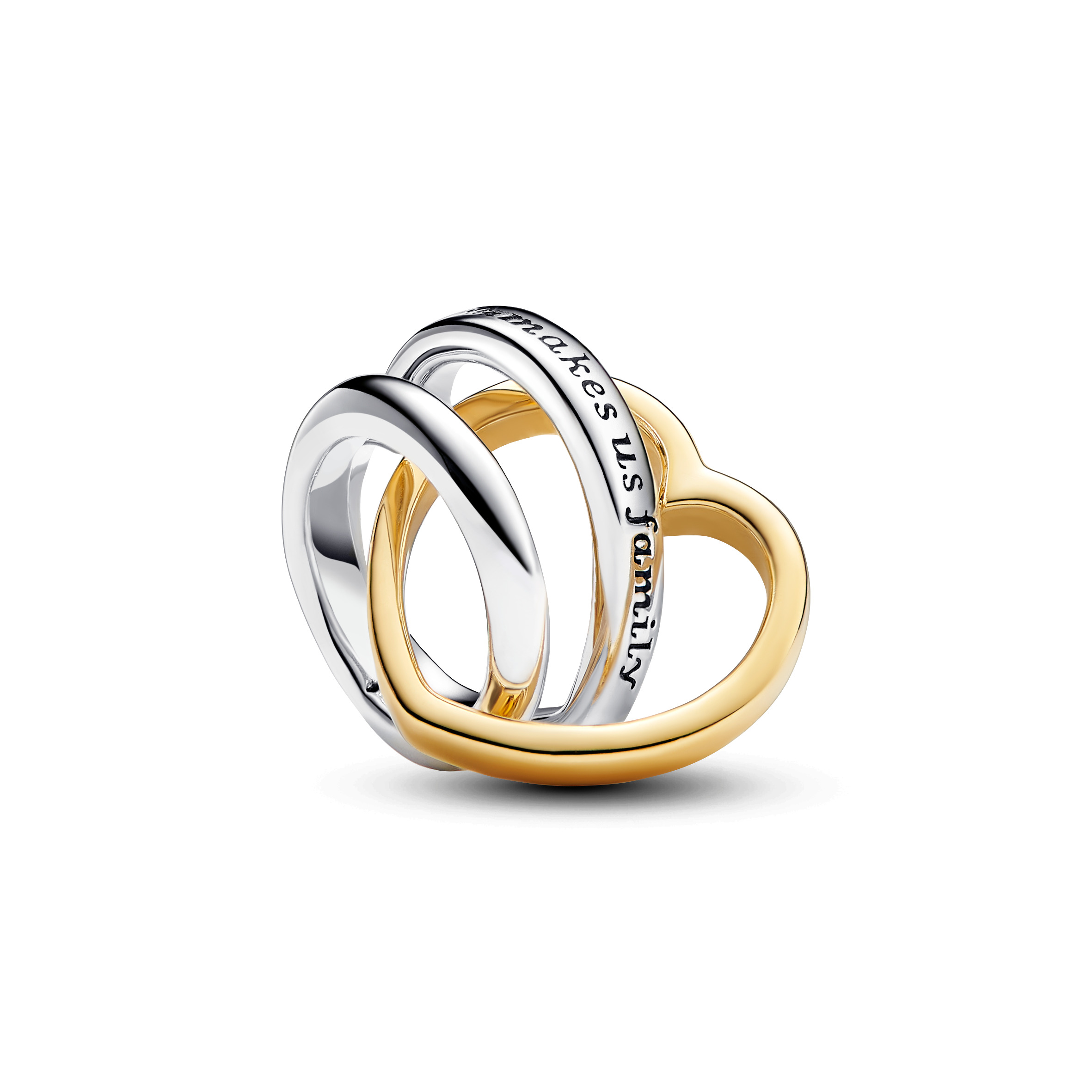 Entwined hearts sterling silver and 14k gold-plated charm