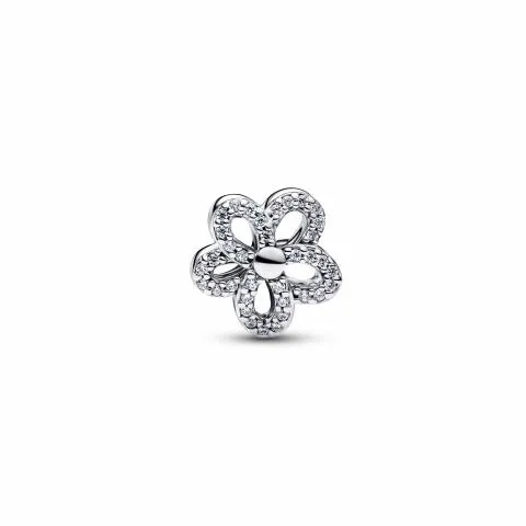 Flower sterling silver and 14k gold-plated charm with clear cubic zirconia / 764480C01