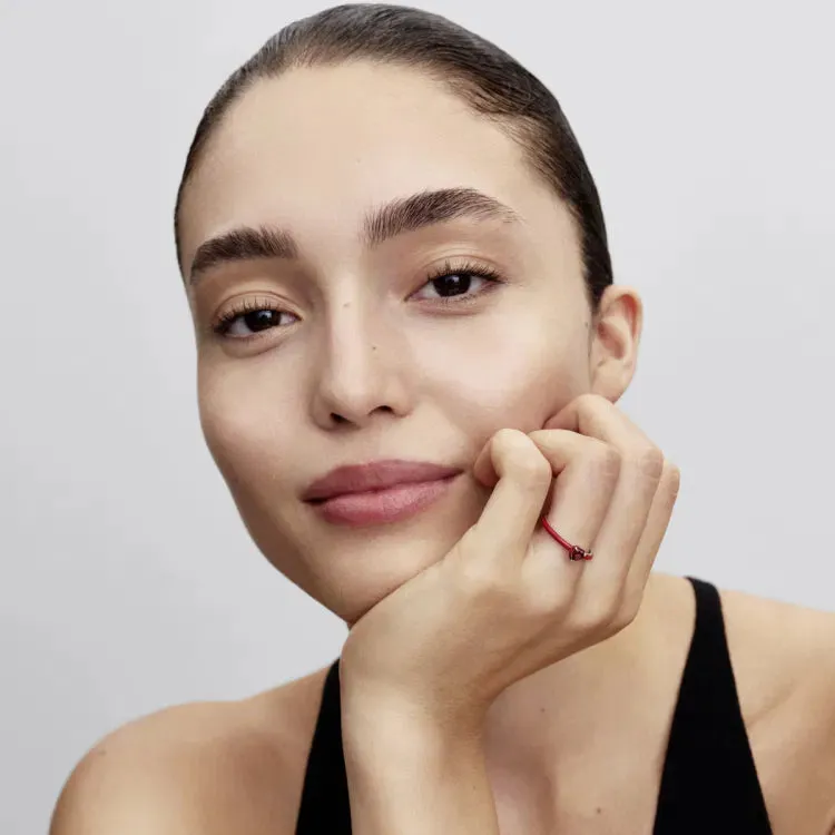 Heart sterling silver ring with salsa red crystal 