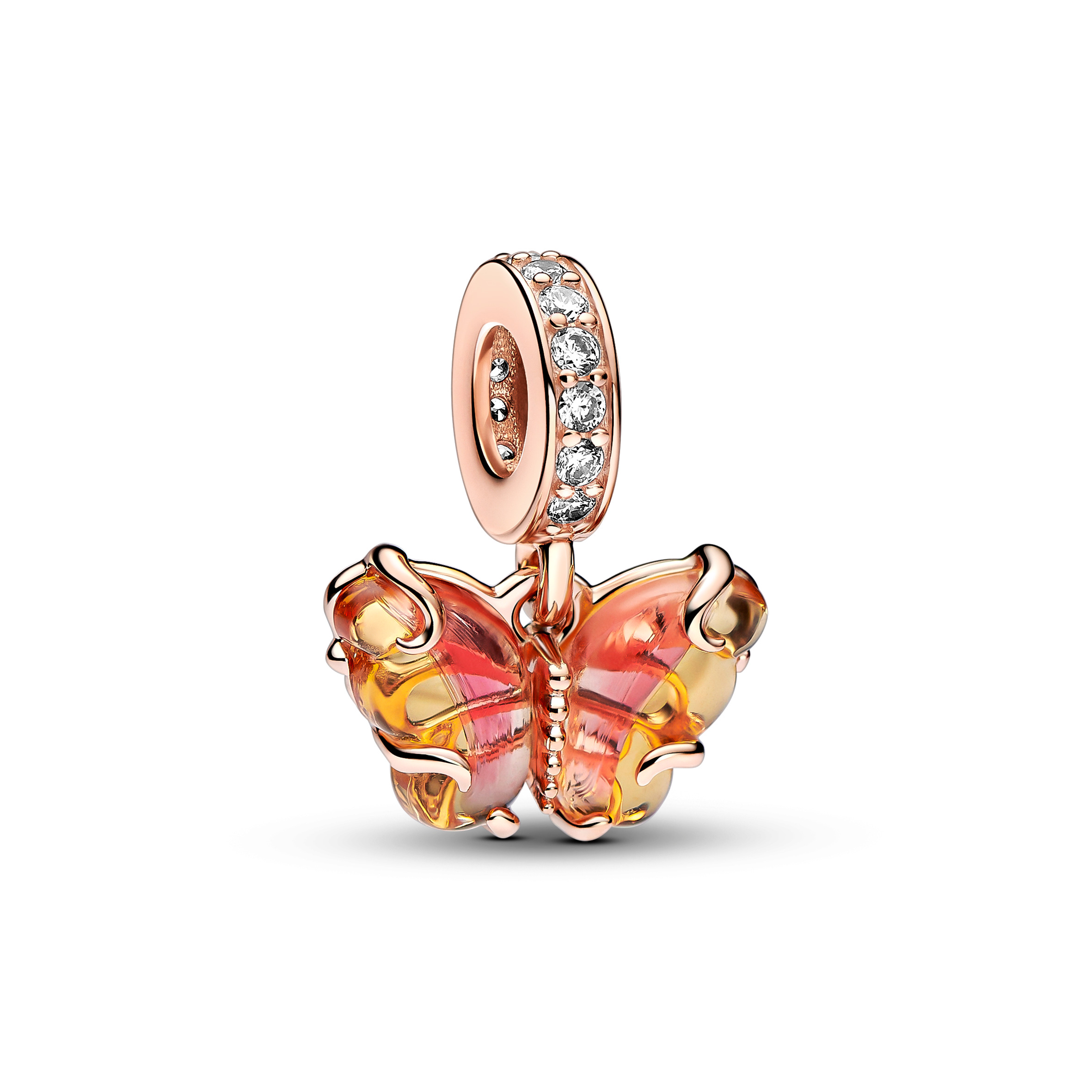 Butterfly 14k rose gold-plated dangle with bi-colo