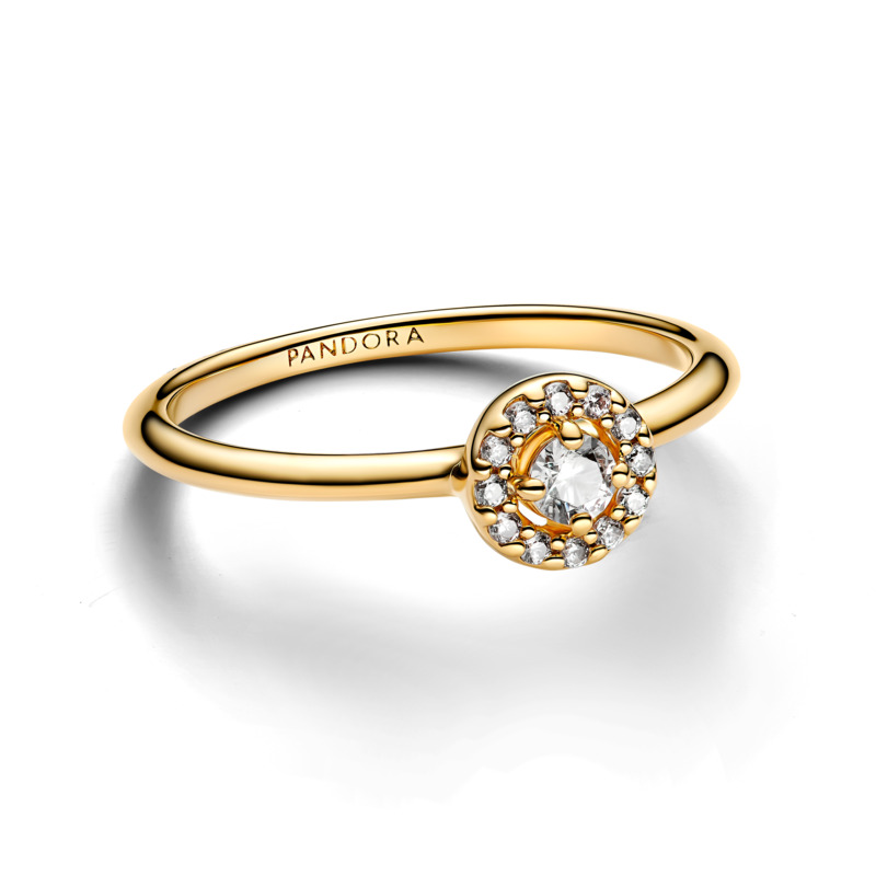 14k Gold-plated ring with clear cubic zirconia/ 163554C01-56