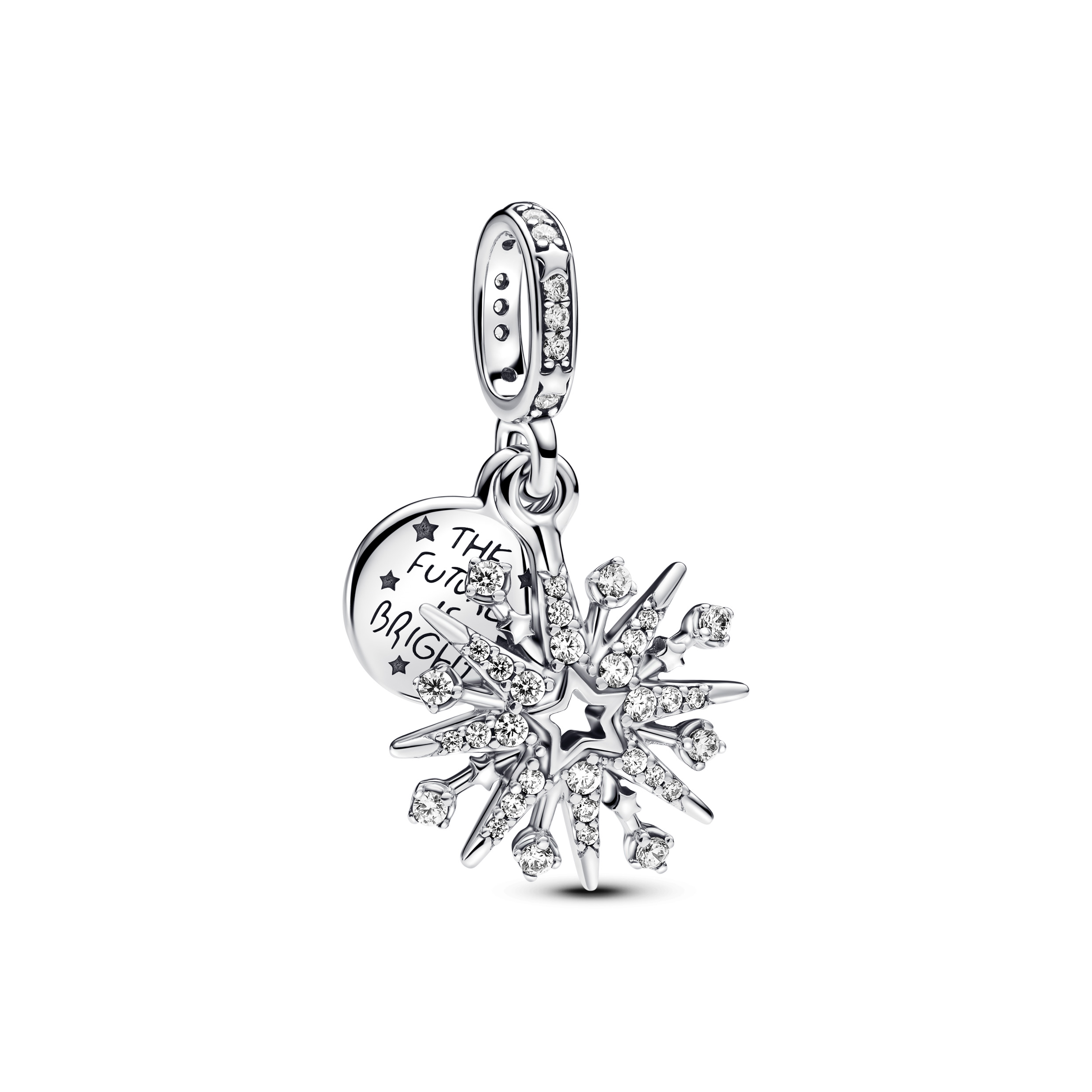 Firework sterling silver double dangle with clear 