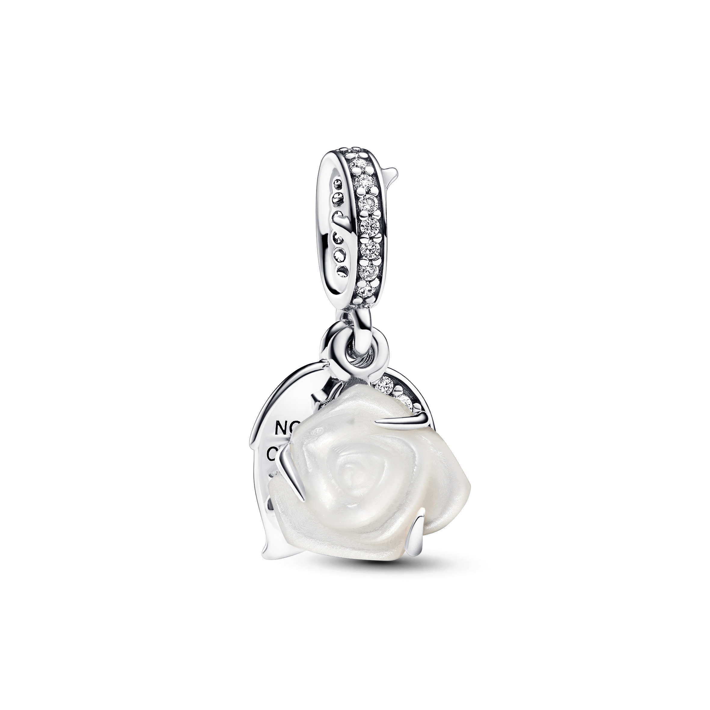White rose sterling silver double dangle with whit